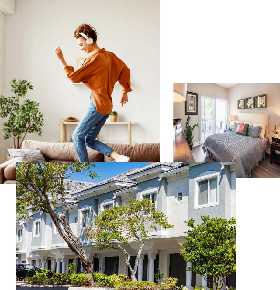 collage of Villas d'Este scenery and apartment interiors